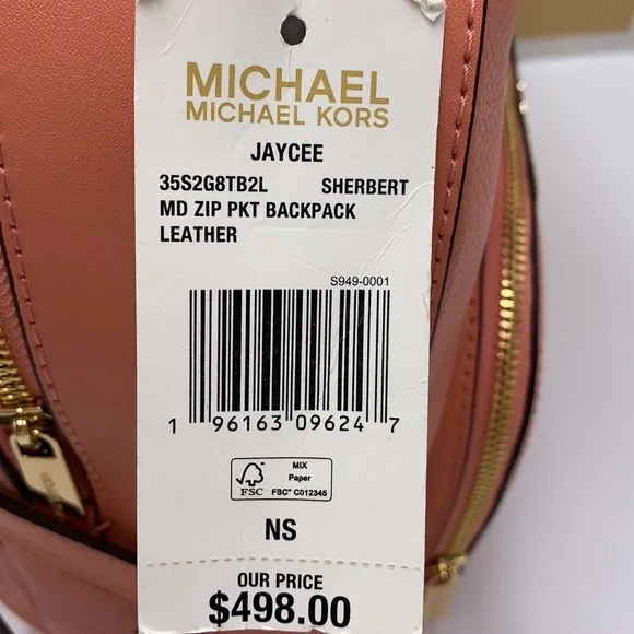 Michael Kors Jaycee Medium Zip Pocket Backpack Sherbert color - Picture 16 of 16